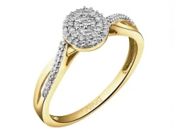 Pierścionek z żółtego złota z brylantami - 0,15 ct - próba 585