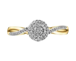 Pierścionek z żółtego złota z brylantami - 0,15 ct - próba 585