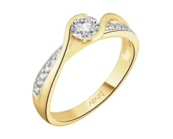 Pierścionek z żółtego złota z brylantami - 0,47 ct - próba 585