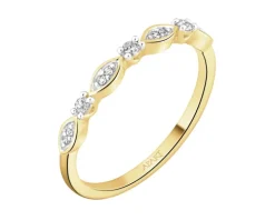 Pierścionek z żółtego złota z diamentami - 0,08 ct - próba 375