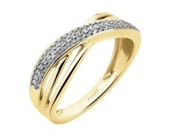 Pierścionek z żółtego złota z diamentami - 0,15 ct - próba 585