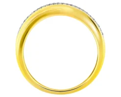 Pierścionek z żółtego złota z diamentami - 0,15 ct - próba 585