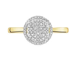 Pierścionek z żółtego złota z diamentami - 0,15 ct - próba 585