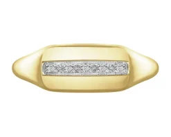 Pierścionek z żółtego złota z diamentami - sygnet - 0,02 ct - próba 585