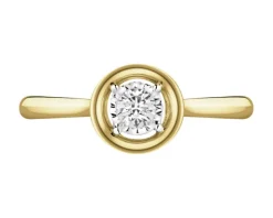 Pierścionek z żółtego złota z brylantem - 0,10 ct - próba 585