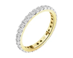 Pierścionek z żółtego złota z brylantami laboratoryjnymi - Eternity - 0,97 ct - próba 585