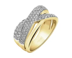 Pierścionek z żółtego złota z brylantami - 0,72 ct - próba 585