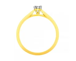 Pierścionek z żółtego złota z brylantem - 0,08 ct - próba 585