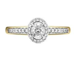 Pierścionek z żółtego złota z diamentami - 0,33 ct - próba 585