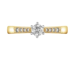 Pierścionek z żółtego złota z brylantami - 0,27 ct - próba 585