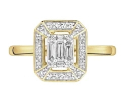 Pierścionek z żółtego złota z diamentami - 0,24 ct - próba 585