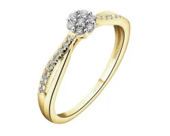 Pierścionek z żółtego złota z diamentami - 0,15 ct - próba 585