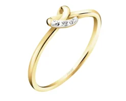 Pierścionek z żółtego złota z diamentem - 0,004 ct - próba 375