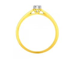 Pierścionek z żółtego złota z brylantem - 0,08 ct - próba 750