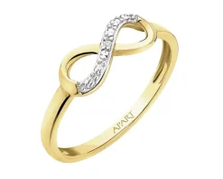 Pierścionek z żółtego złota z diamentem - nieskończoność - 0,004 ct - próba 585