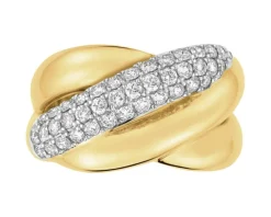 Pierścionek z żółtego złota z brylantami - 0,60 ct - próba 585