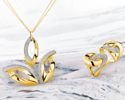 Pierścionek z żółtego złota z brylantami - 0,43 ct - próba 750