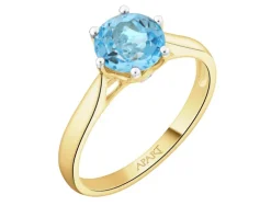 Pierścionek z żółtego złota z diamentami i topazem - próba 375