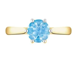 Pierścionek z żółtego złota z diamentami i topazem - próba 375