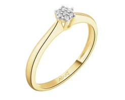 Pierścionek z żółtego złota z diamentami - 0,05 ct - próba 585