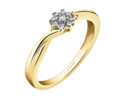 Pierścionek z żółtego złota z brylantami - 0,10 ct - próba 585