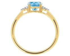 Pierścionek z żółtego złota z brylantami i topazem - próba 585