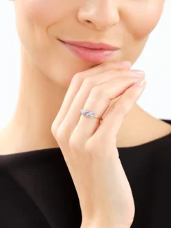 Pierścionek z żółtego złota z diamentami i tanzanitami - próba 585