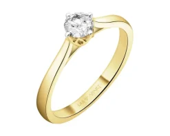 Pierścionek z żółtego złota z brylantem laboratoryjnym - 0,41 ct - próba 585