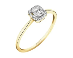 Pierścionek z żółtego złota z diamentami - 0,08 ct - próba 585