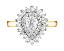 Pierścionek z żółtego złota z diamentami - SI1/G - 0,85 ct - próba 585