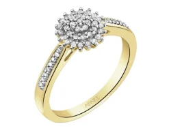 Pierścionek z żółtego złota z diamentami - 0,15 ct - próba 585