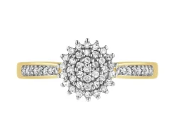 Pierścionek z żółtego złota z diamentami - 0,15 ct - próba 585