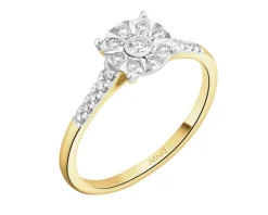 Pierścionek z żółtego złota z brylantami - 0,21 ct - próba 585