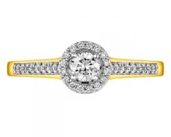 Pierścionek z żółtego złota z brylantami - 0,35 ct - próba 750