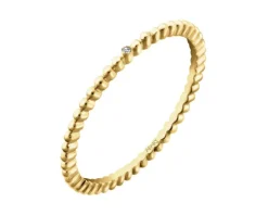 Pierścionek z żółtego złota z diamentem - 0,003 ct - próba 585