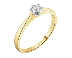 Pierścionek z żółtego złota z brylantem - 0,16 ct - próba 585