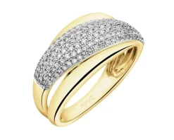 Pierścionek z żółtego złota z diamentami - 0,32 ct - próba 585