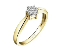 Pierścionek z żółtego złota z diamentami - 0,05 ct - próba 375