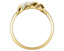 Pierścionek z żółtego złota z diamentami - 0,05 ct - próba 375