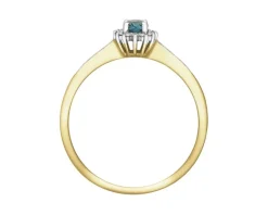 Pierścionek z żółtego złota z diamentami i topazem London Blue - próba 375