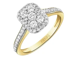 Pierścionek z żółtego złota z diamentami - 0,50 ct - próba 585