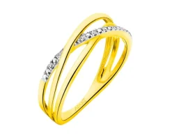 Pierścionek z żółtego złota z diamentami - 0,02 ct - próba 375