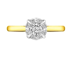 Pierścionek z żółtego złota z brylantami - 0,50 ct - próba 585