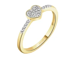 Pierścionek z żółtego złota z diamentami - serce - 0,07 ct - próba 585