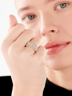 Pierścionek z żółtego złota z diamentami - 0,50 ct - próba 585