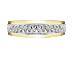 Pierścionek z żółtego złota z brylantami - 0,34 ct - próba 585