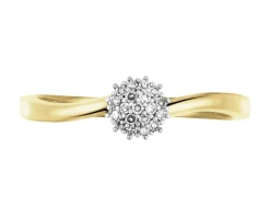 Pierścionek z żółtego złota z diamentami - 0,08 ct - próba 375