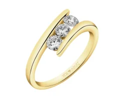 Pierścionek z żółtego złota z brylantami - 0,57 ct - próba 750