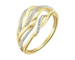 Pierścionek z żółtego złota z diamentami - 0,10 ct - próba 585