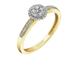 Pierścionek z żółtego złota z diamentami - 0,16 ct - próba 585